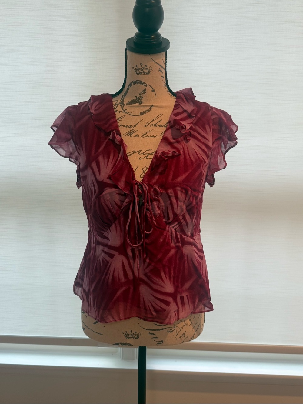 Rails Burgundy Ruffle Tie-Front Blouse